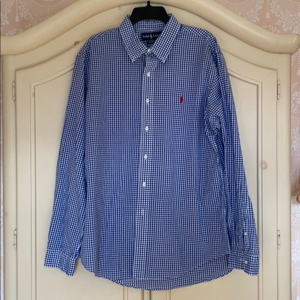 Ralph Lauren Custom Fit Blue & White Buttondown XL